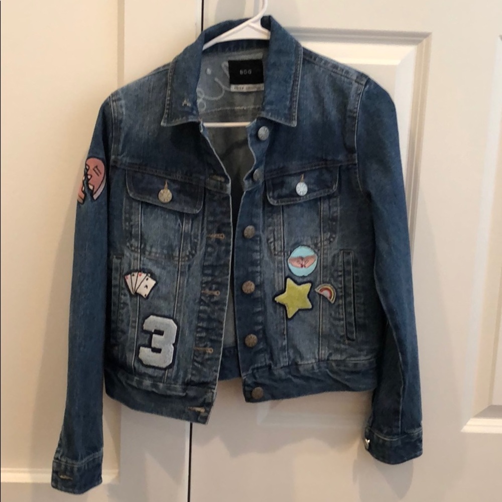 BDG extra small jean jacket with patches.